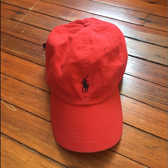 navy blue polo hat with red horse